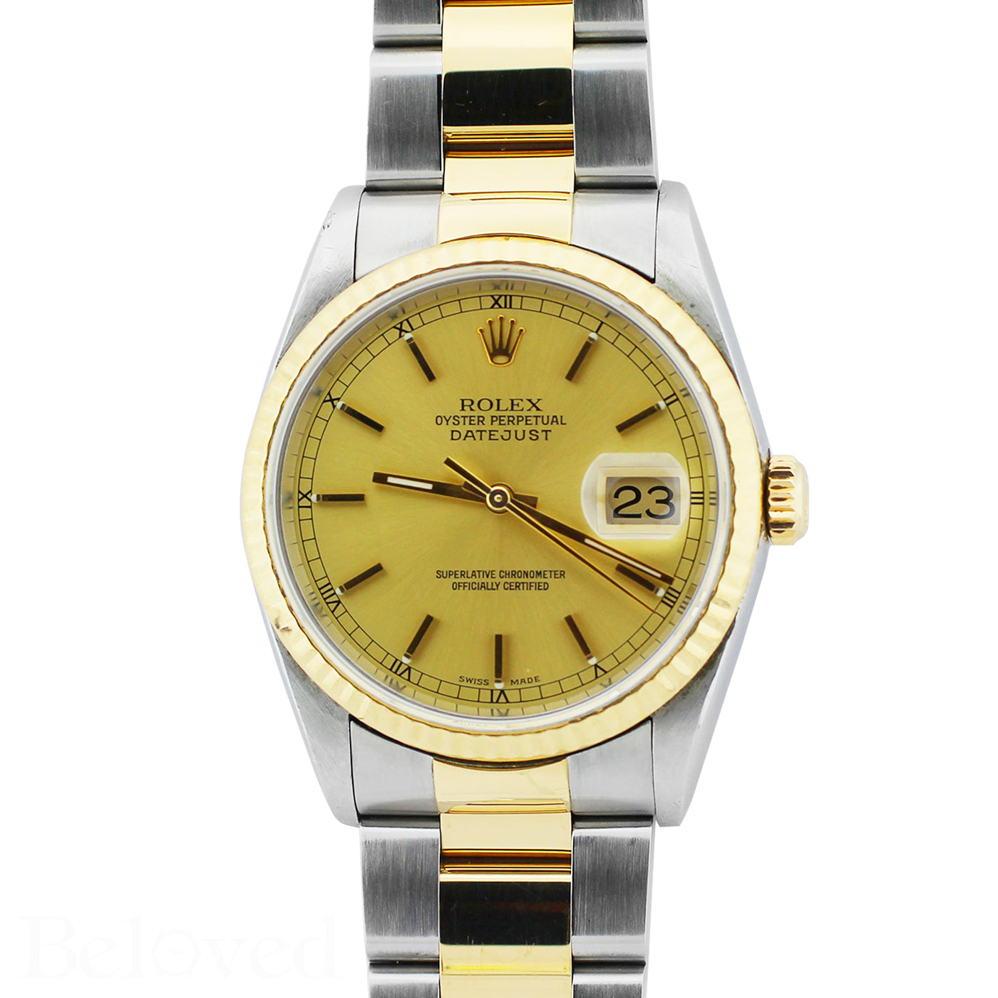 Rolex Datejust 16233 Champagne Fluted Bezel Image 1