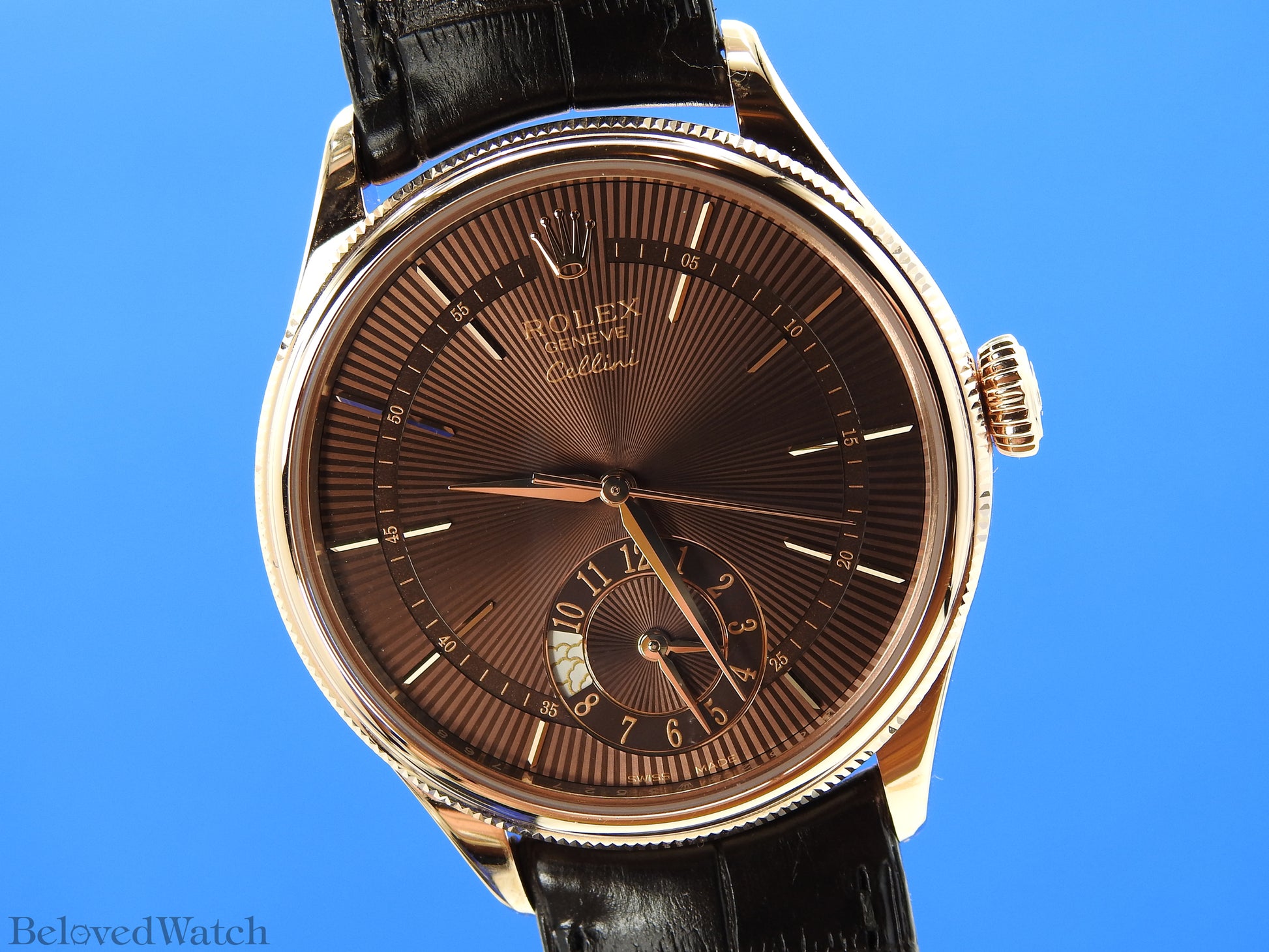 Rolex Cellini Dual Time Everose 18K Rose Gold Automatic Watch 50525