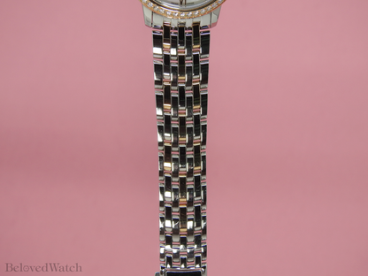 Omega De Ville Prestige Rose and Steel Factory Mother of Pearl Diamond Dial Full Diamond Bezel 424.25.33.20.55.002