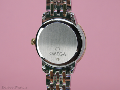 Omega De Ville Prestige Rose and Steel Factory Mother of Pearl Diamond Dial Full Diamond Bezel 424.25.33.20.55.002