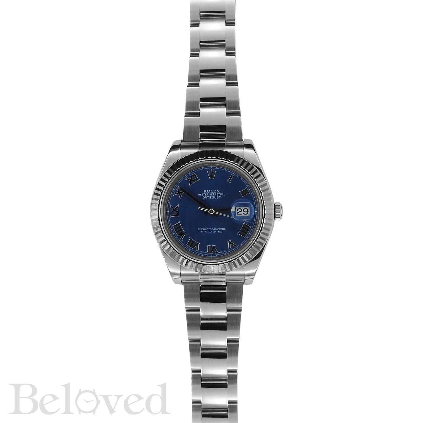 Rolex Datejust II 116334 Blue Roman Dial with Five Year Warranty Card and Rolex Box Image 3