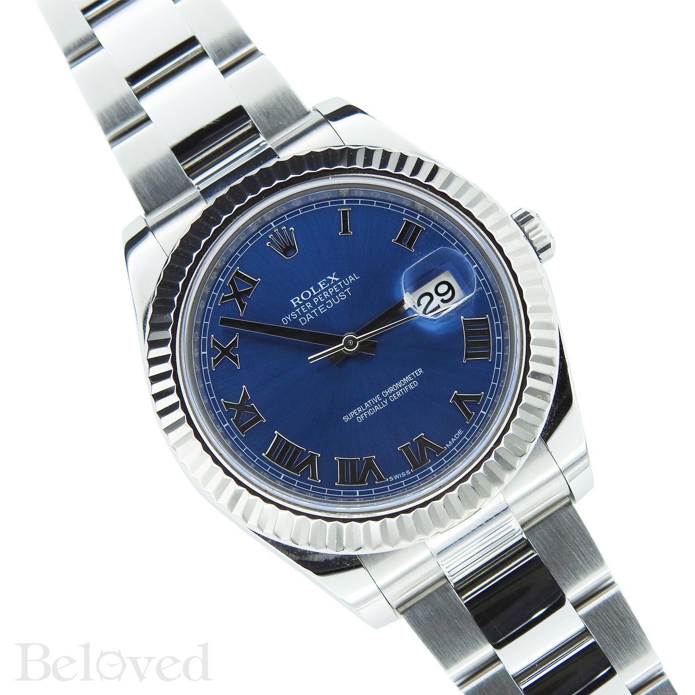 Rolex Datejust II 116334 Blue Roman Dial with Five Year Warranty Card and Rolex Box Image 4