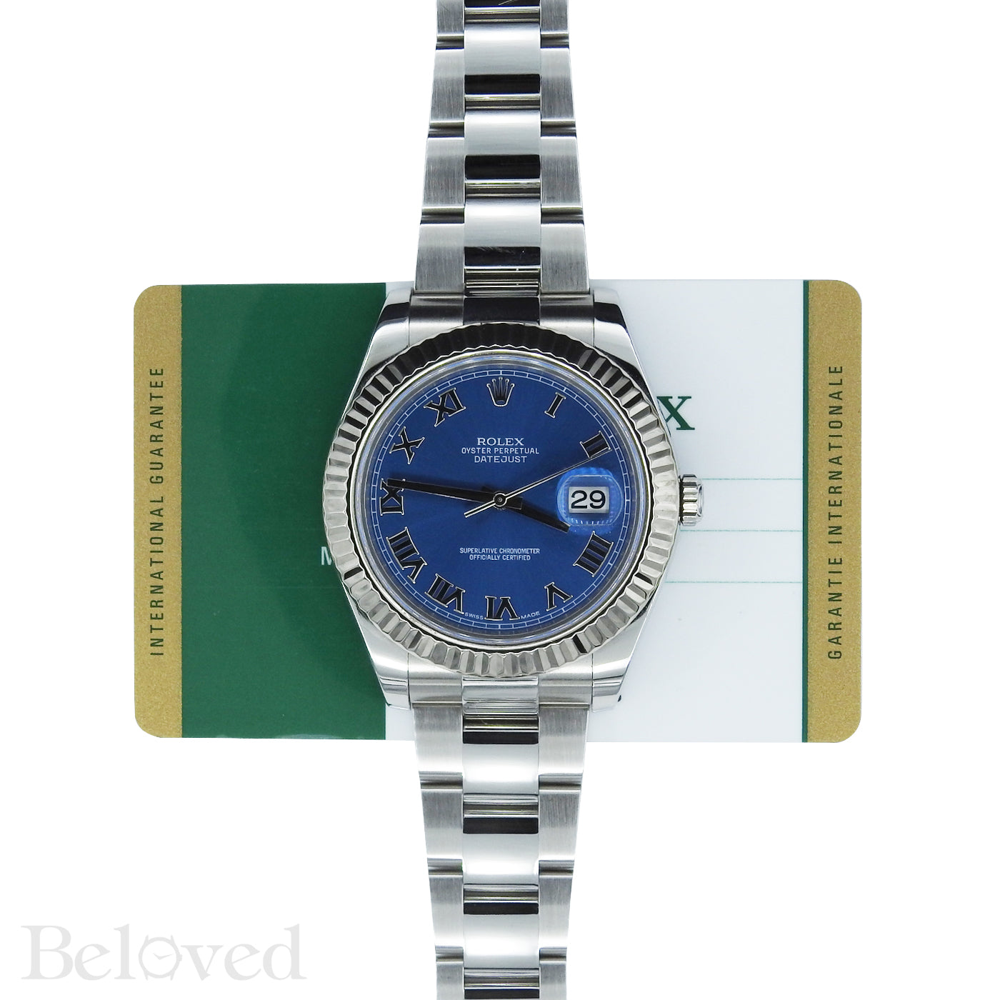 Rolex Datejust II 116334 Blue Roman Dial with Five Year Warranty Card and Rolex Box Image 2