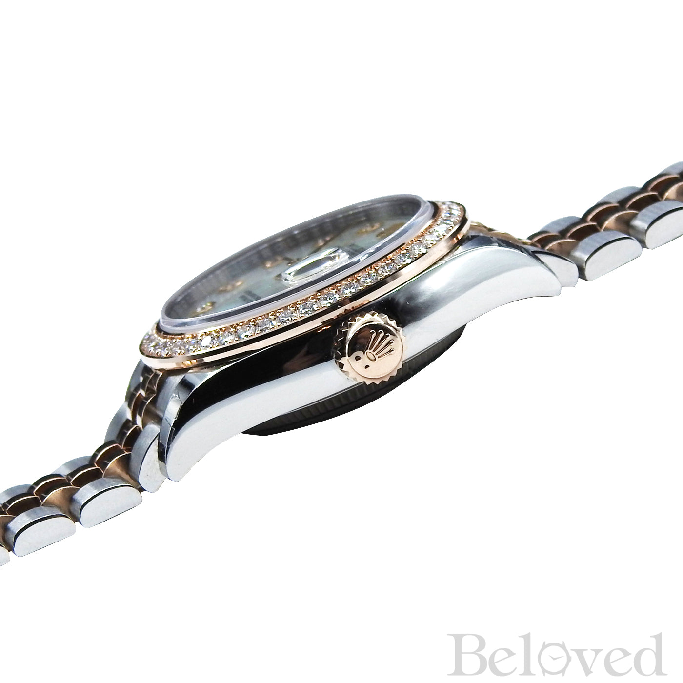 Rolex Datejust 279381 Full Factory Diamond Bezel with White Mother of Pearl Factory Diamond Dial 28MM Image 7