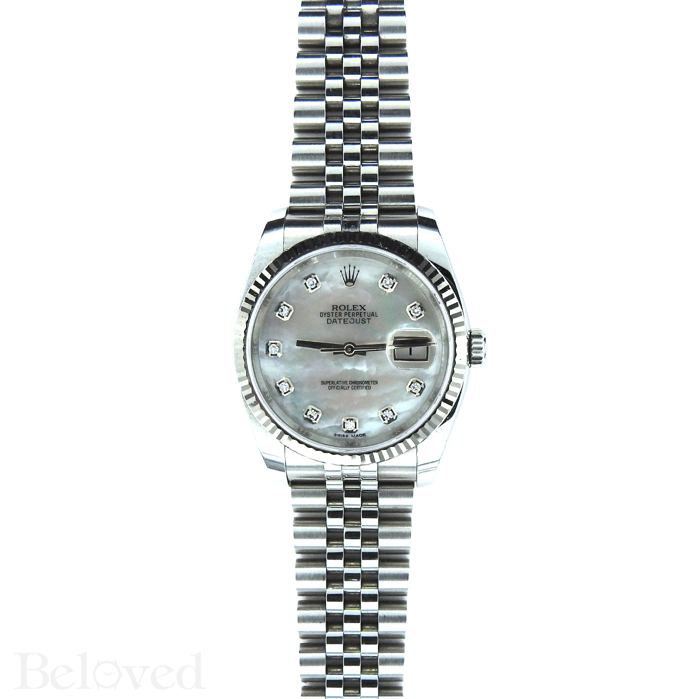 Rolex Datejust 116234 with Factory Diamond White Mother of Pearl Dial Image 3