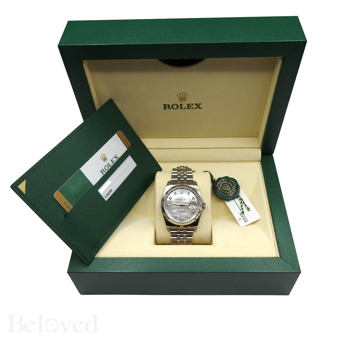 Rolex Datejust 116234 with Factory Diamond White Mother of Pearl Dial Image 5