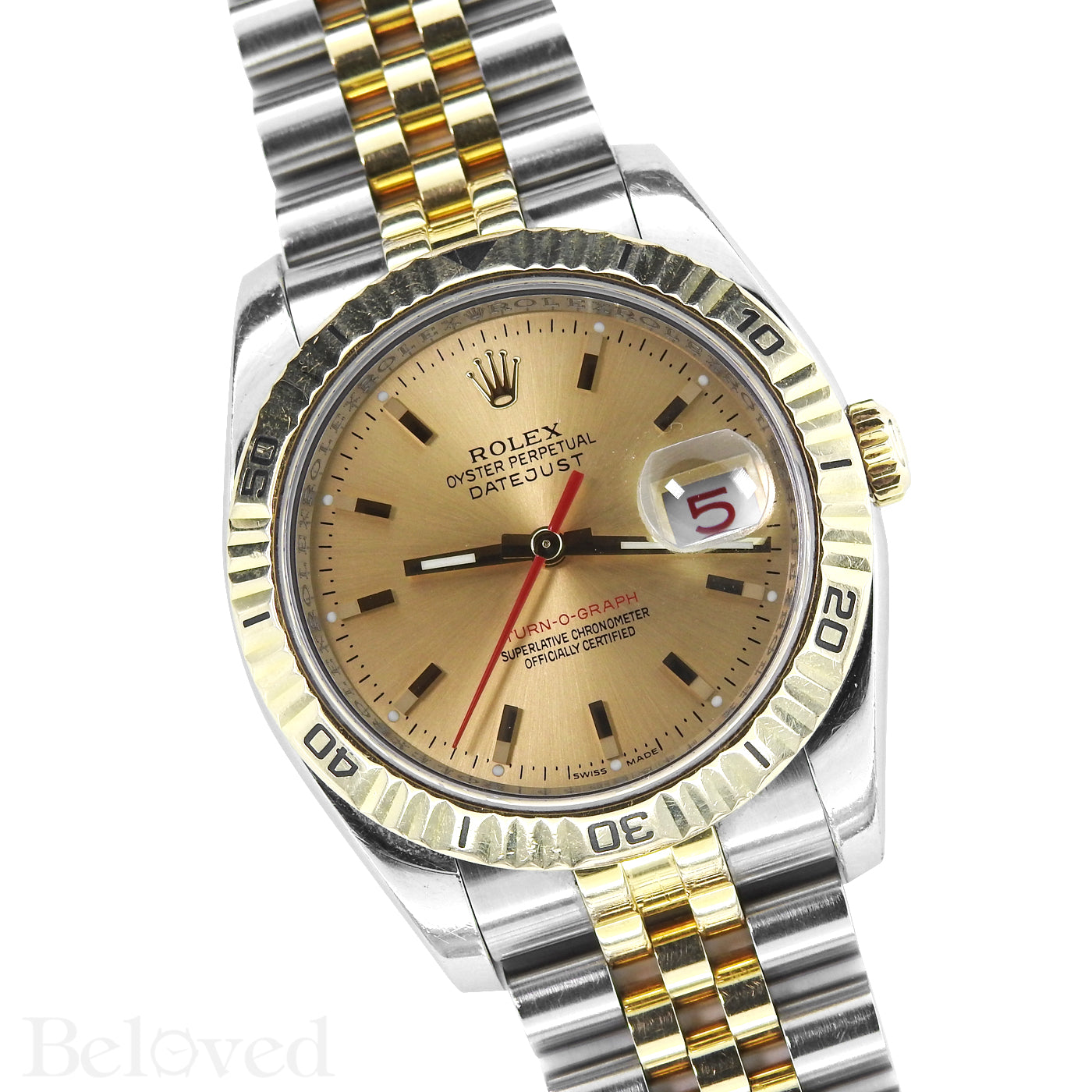 Rolex Datejust Turnograph 116263 Champagne Dial with Red Seconds Hand Image 5