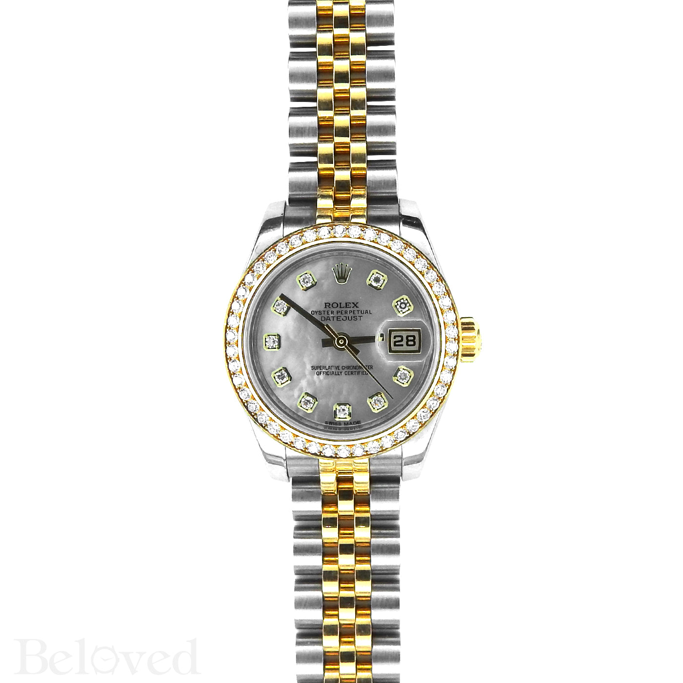 Rolex Datejust 179383 Full Factory Diamond Bezel Factory White Mother of Pearl Diamond Dial Image 2