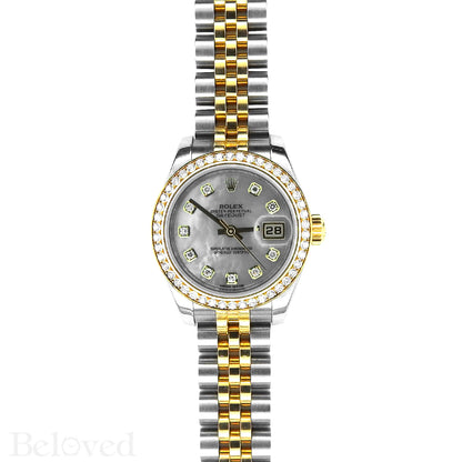 Rolex Datejust 179383 Full Factory Diamond Bezel Factory White Mother of Pearl Diamond Dial Image 2