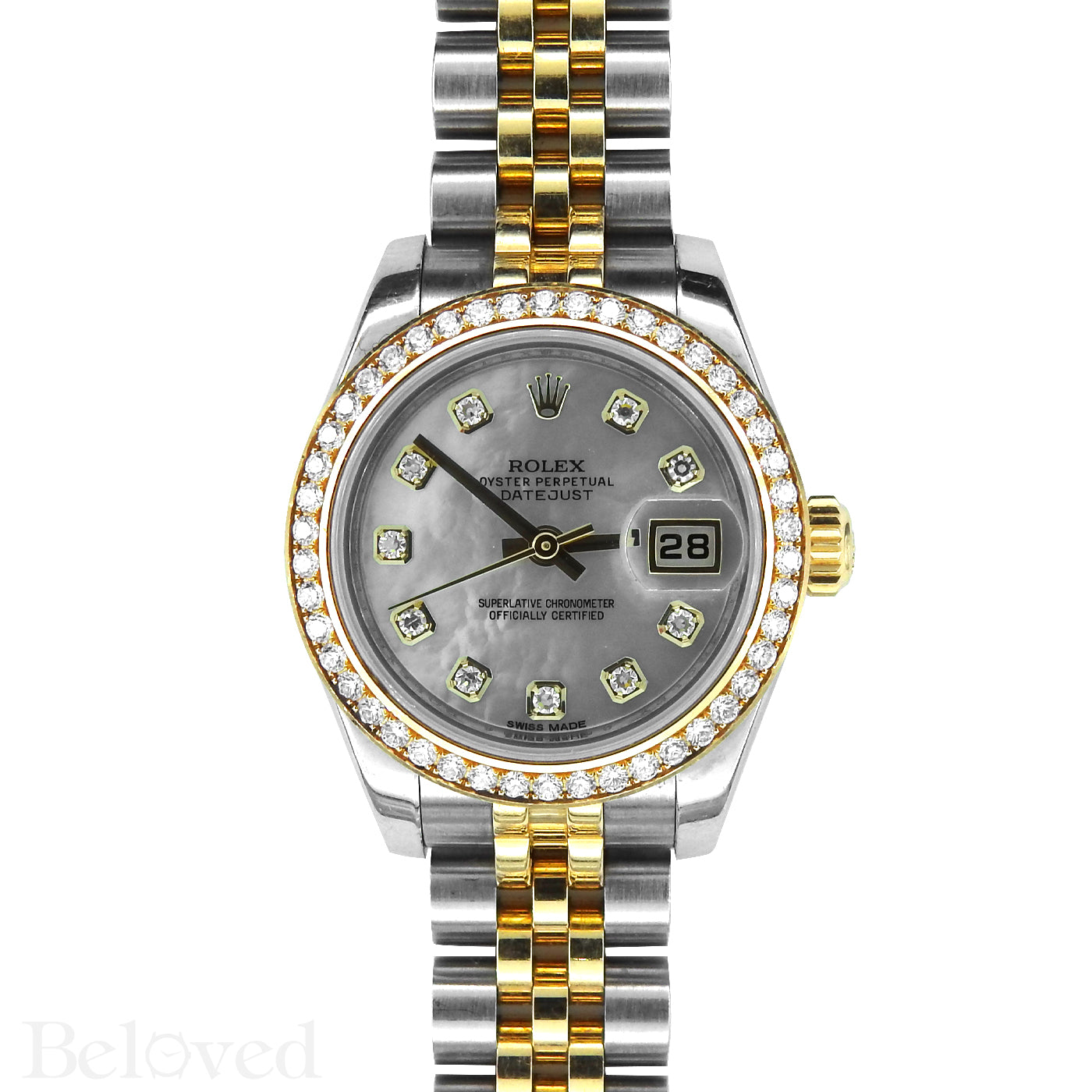 Rolex Datejust 179383 Full Factory Diamond Bezel Factory White Mother of Pearl Diamond Dial Image 3