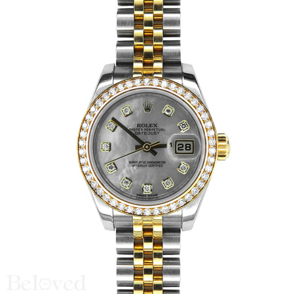Rolex Datejust 179383 Full Factory Diamond Bezel Factory White Mother of Pearl Diamond Dial Image 3