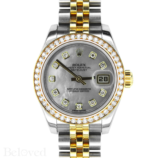 Rolex Datejust 179383 Full Factory Diamond Bezel Factory White Mother of Pearl Diamond Dial Image 1