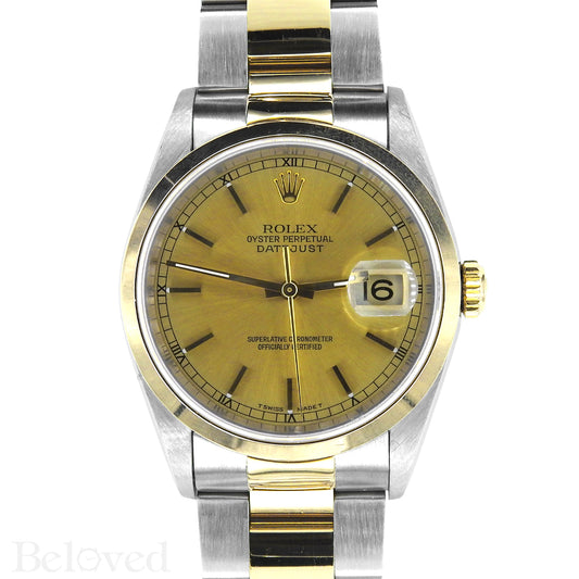 Rolex Datejust 16203 Champagne Smooth Bezel Image 1